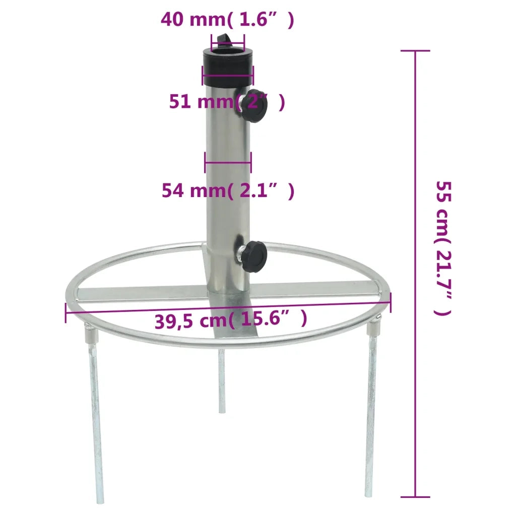 Base per ombrellone-Supporto per ombrellone con Picchetti per ?38/48 Argento in Acciaio