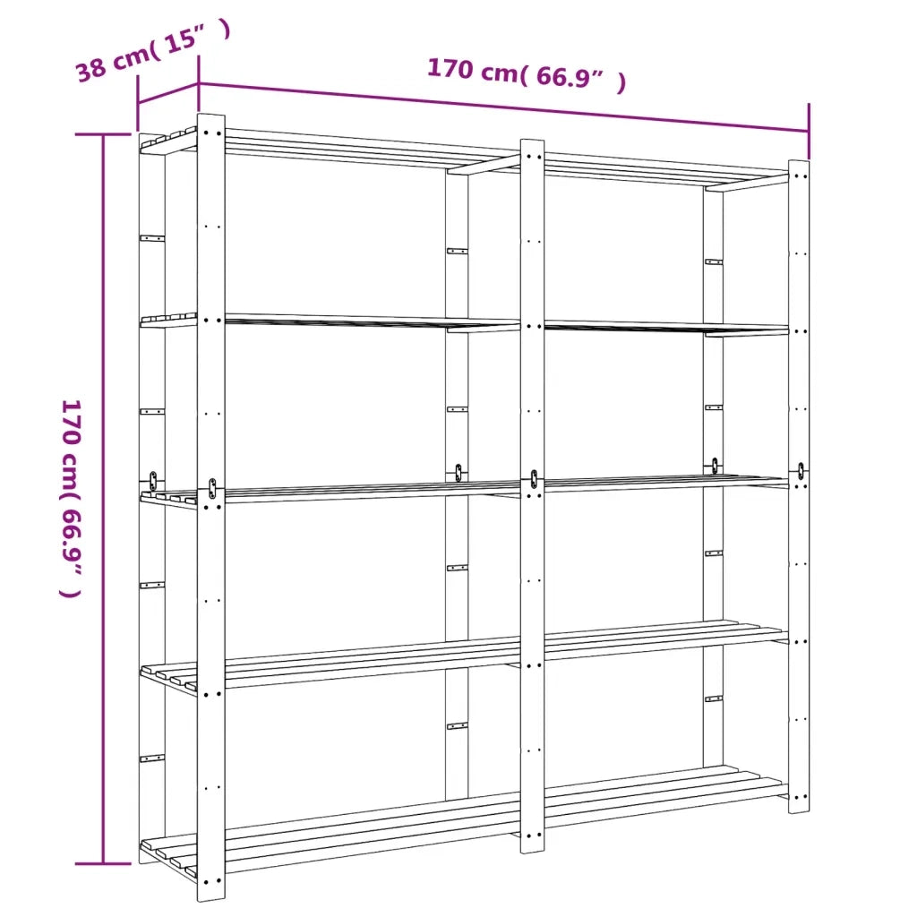 Scaffale a 5 Livelli Grigio 170x38x170 cm in Legno di Pino CFW9025410