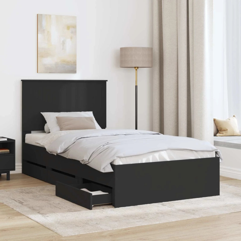 Struttura del letto-Giroletto Nero 100 x 200 cm Legno Ingegnerizzato 223840