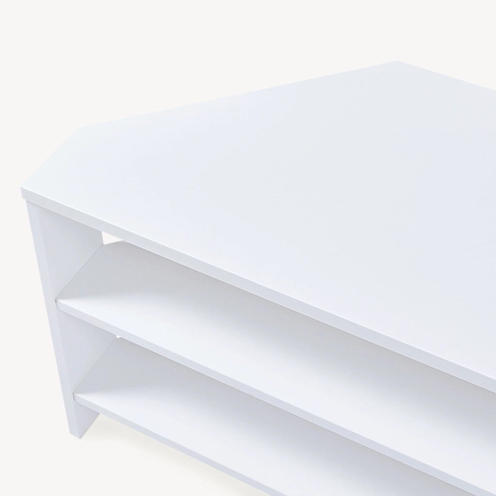 Mobile Porta TV Berg con 2 Ripiani Espositore Angolare 110 x 36 x 42 cm - Bianco [en.casa]