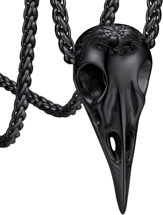 Catenella da parete in acciaio inossidabile, pendente di corvo di Odino, amuleto per uomini e ragazzi (personalizzabile)