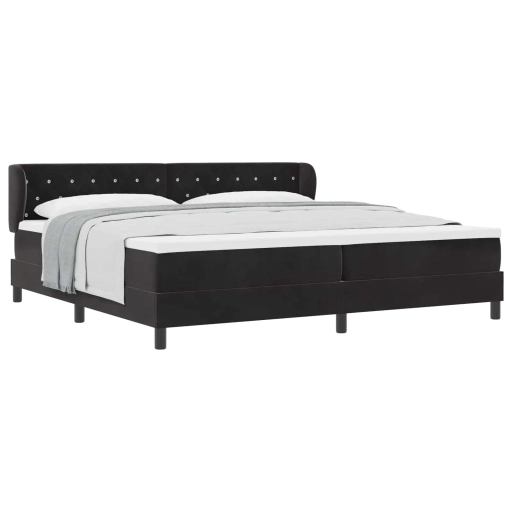 Letto a molle con materasso Nero 200 x 200 cm Velluto 3340354