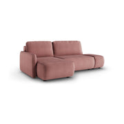 Rezzo, Divano Letto con Penisola Contenitore, 229x148 cm Rosa