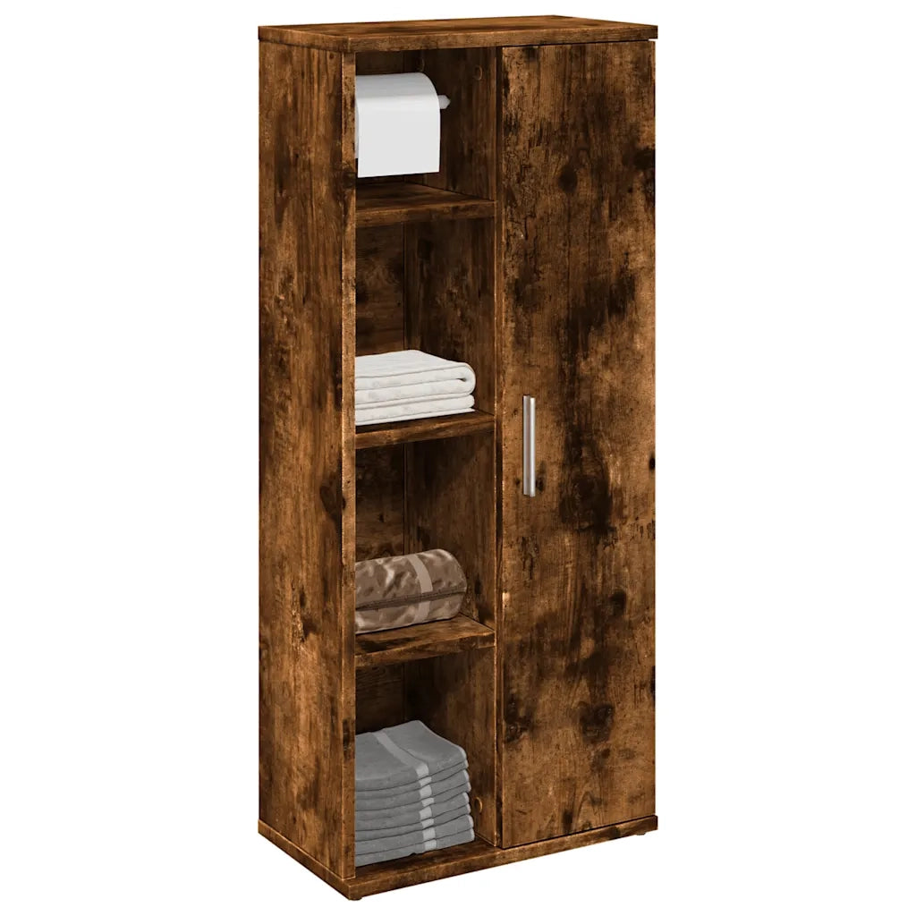 vidaXL Mobile da Bagno con Portarotolo Rovere Fumo 39x22x90 cm