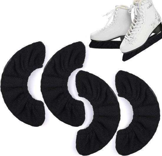 Set di sei calze da pattinaggio, realizzate in tessuto da bagno nero, molto assorbenti, per pattini da hockey, pattini artistici e pattini da ghiaccio (M).