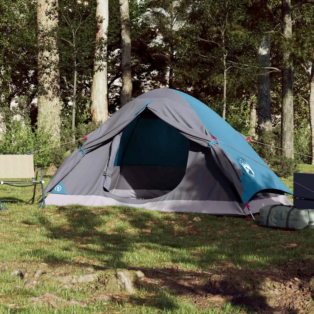 Tenda da Campeggio a Cupola per 4 Persone-Tenda per Escursionismo Blu Impermeabile 749322