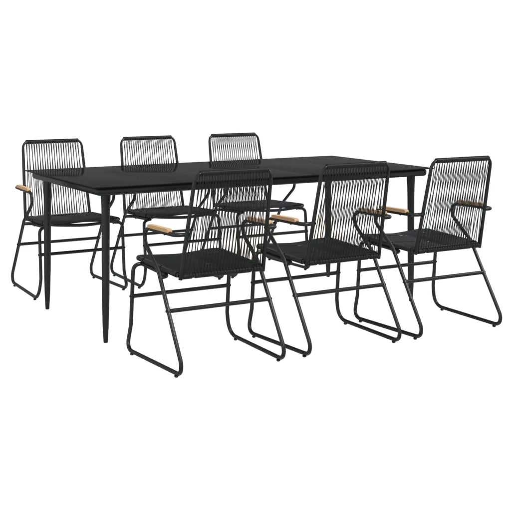 Set da Pranzo da Giardino 7 pz Nero in Rattan PVCcod mxl 73545