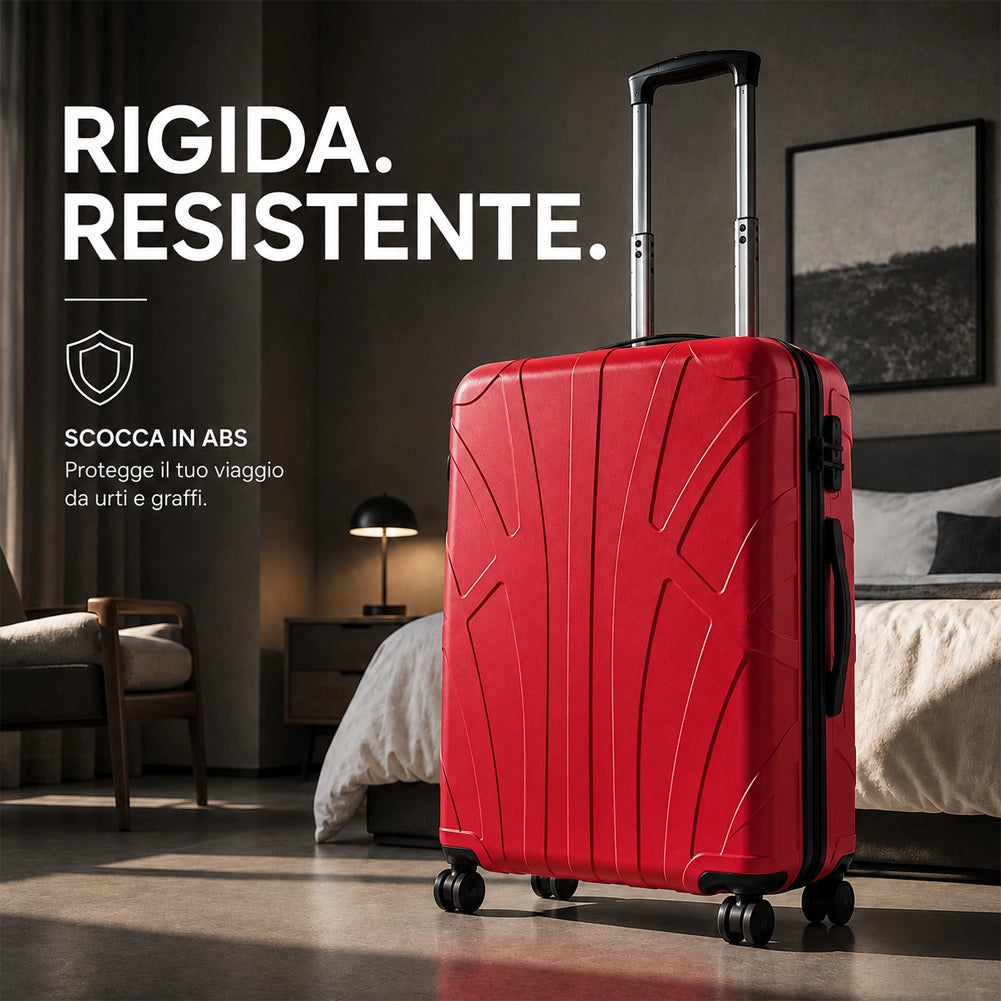 Valigia Bagaglio a Mano 55x40x20 cm Rosso Trolley Lugano Adatto Ryanair Easyjet