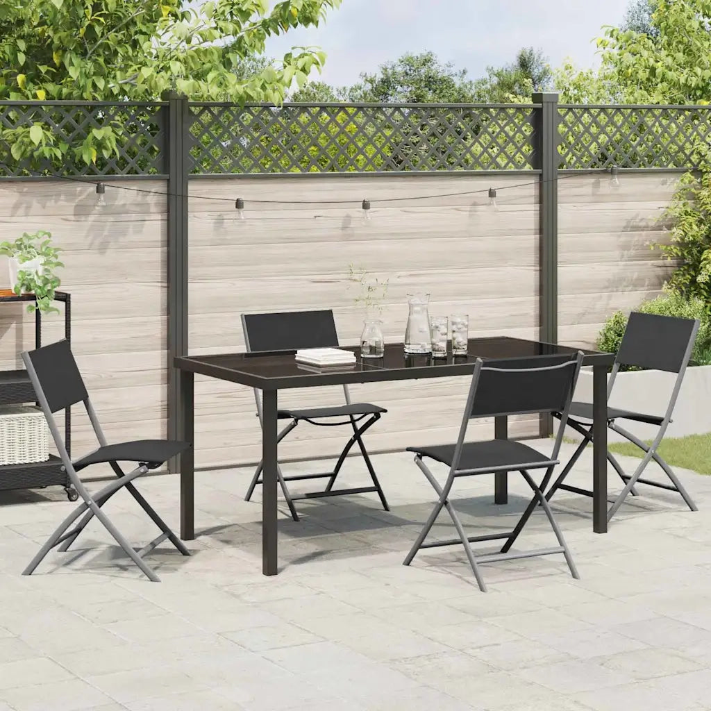 Set da Pranzo per Giardino 5 pcs Nero