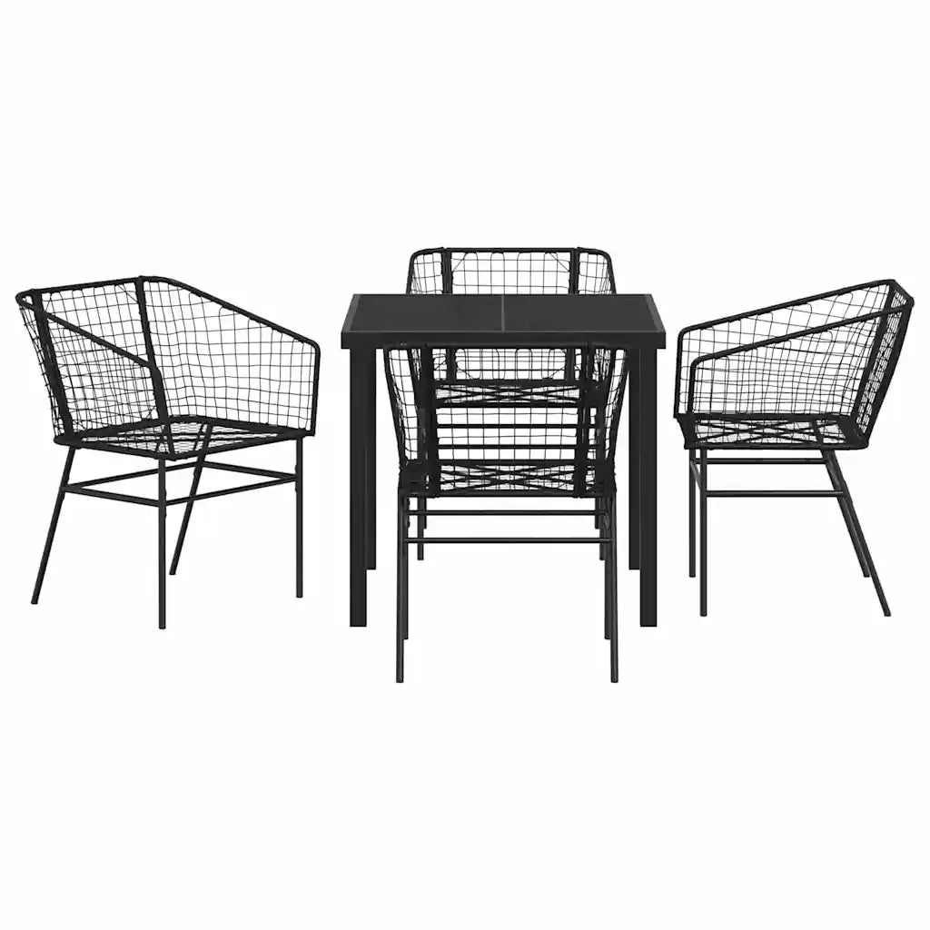 Set da Pranzo per Giardino 5 pcs Nero polyrattan 3380891