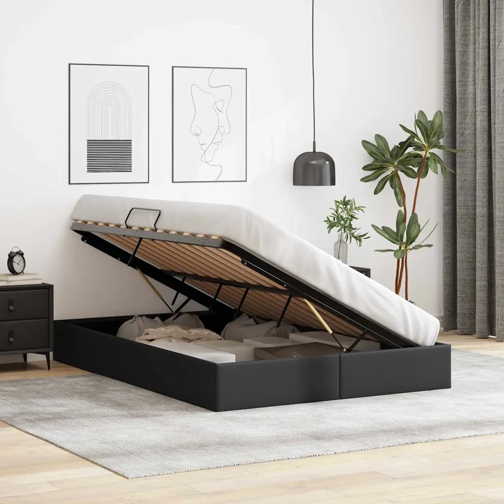 Letto con Contenitore Nero 153 x 203 cm Similpelle 3369974