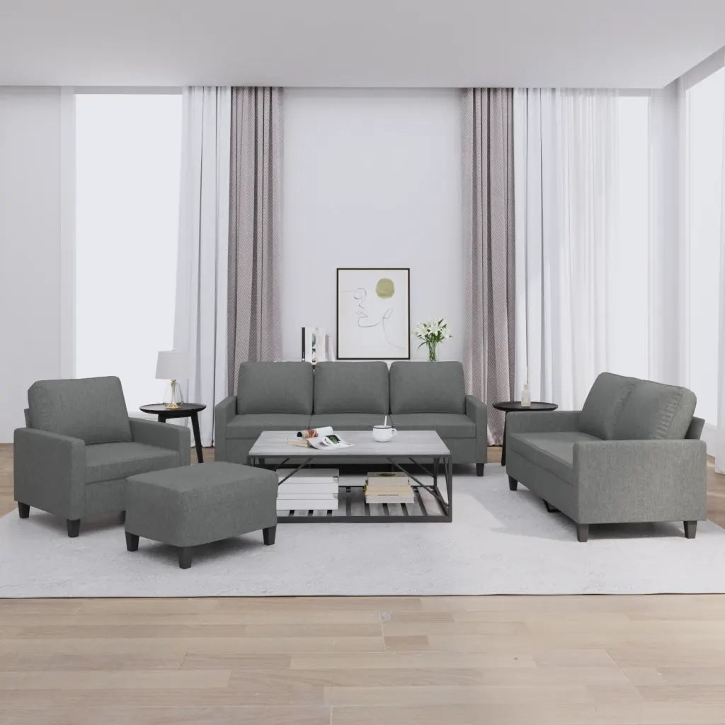 Set di Divani 4 pz con Cuscini Grigio Scuro in Tessuto 3201437