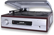 Vinileggiatore con altoparlanti stereo integrati - vinileggiatore - uscita line-out - ingresso auricolare - 2 velocità - nostalgia - retro giradischi - KA 8050 - argento
