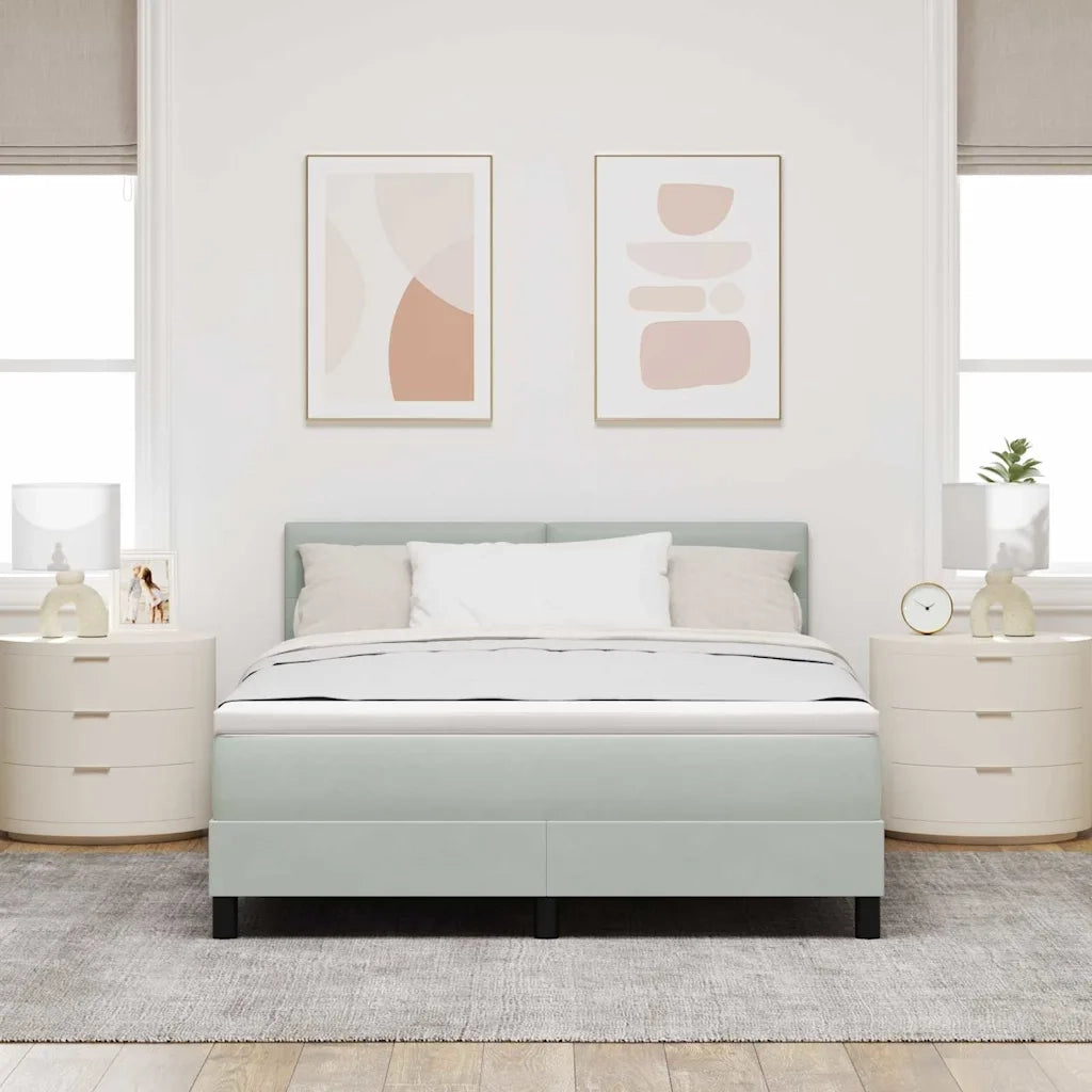 Letto a Sorgente LED con led Grigio chiaro 140 x 190 cm Velluto 3342650
