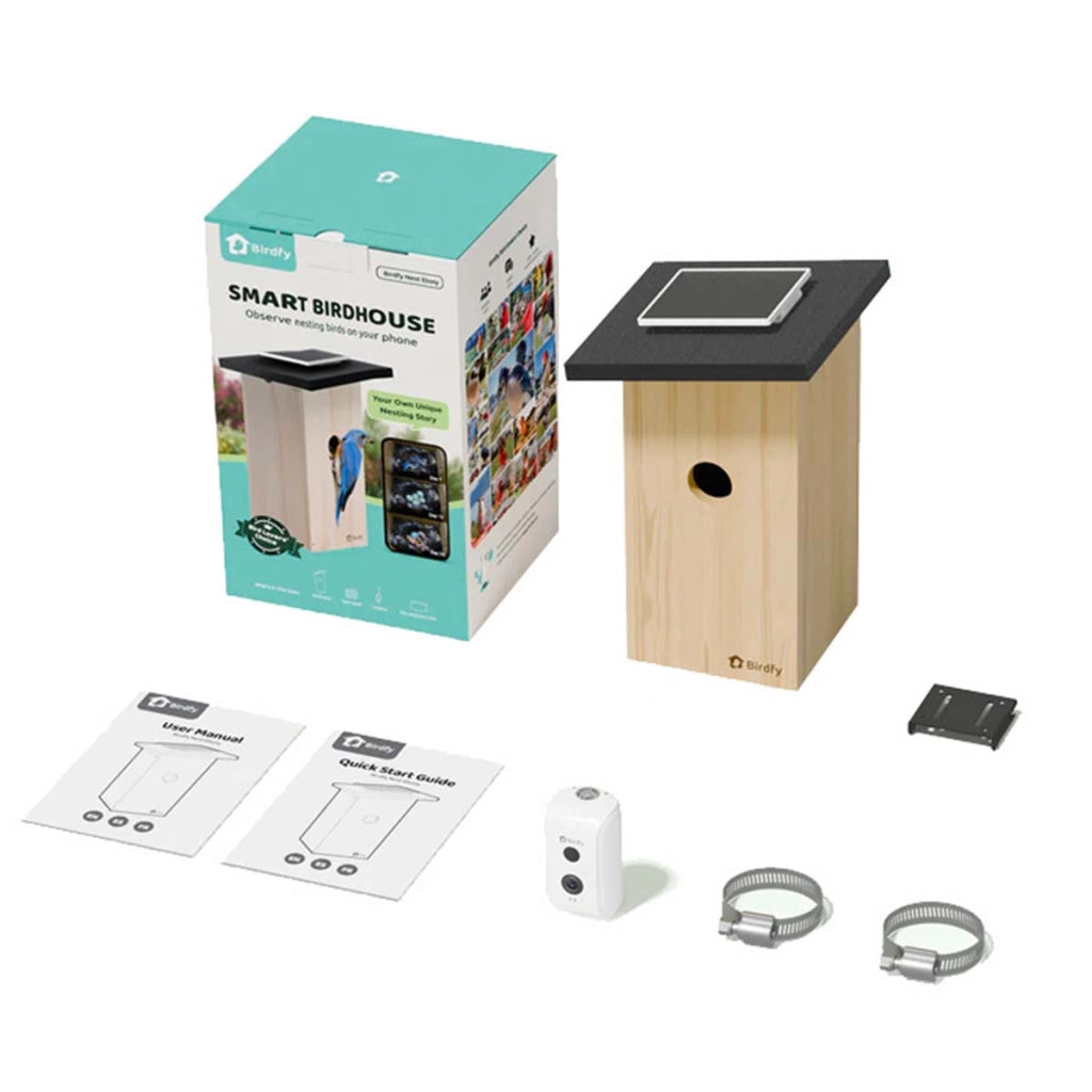 Casetta Smart per Uccelli con Telecamera IA e Pannello Solare Nero / Beige Birdfy