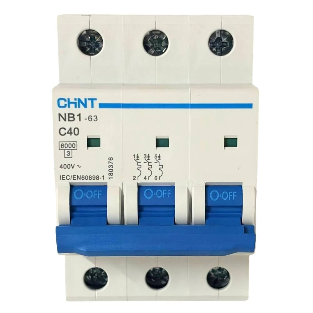 Chint nb1-63 interruttore magnetotermico 3p curva c 6ka guida din *** ampere 40 ampere, confezione 1