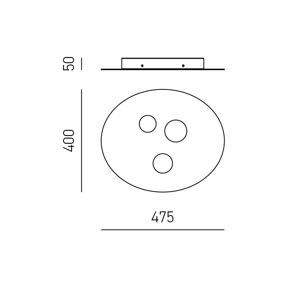 Plafoniera Luna in metallo bianco 47,5x40cm, 3 luci GX53 max 3x8W, IP20, design moderno rotondo, lampadine escluse