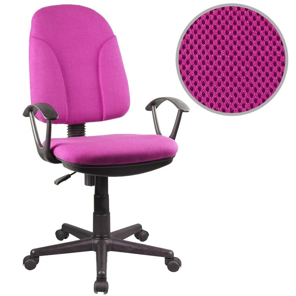 Sedia Scrivania con Ruote Girevole Poltrona Ufficio Tessuto Traspirante Rosa