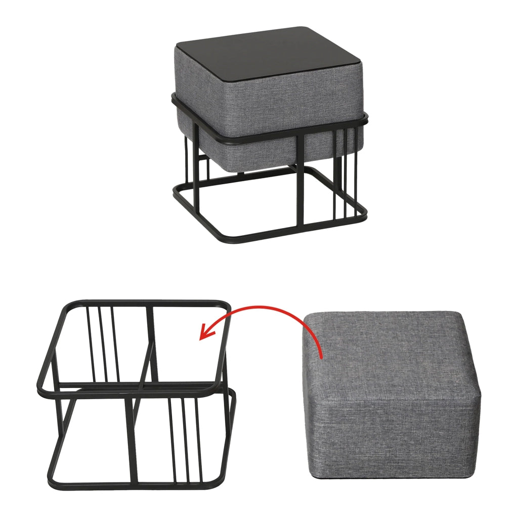 Set di 2 pouf impilabili design moderno e senza tempo 38 x 38 x 38 cm multifunzionali quadrati grigio scuro 03_0009691