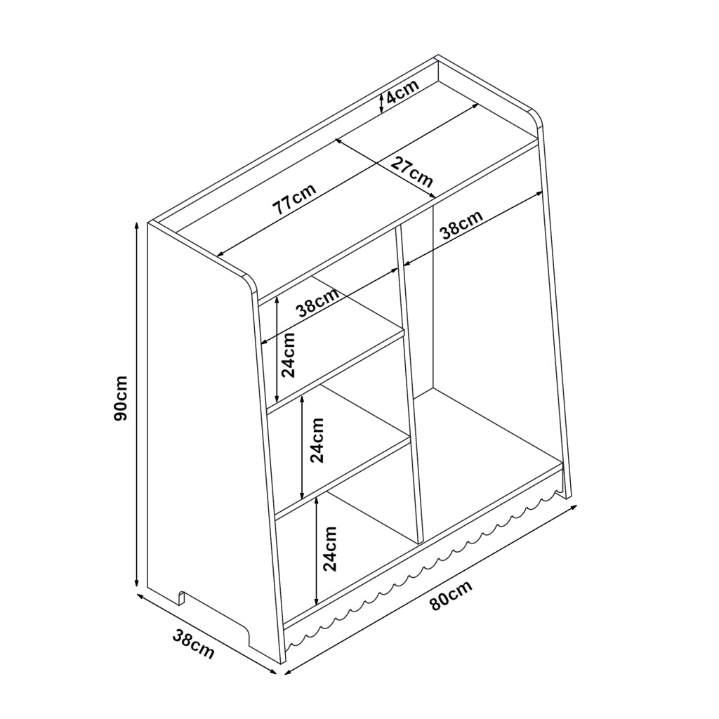 Guardaroba Aperto Vestnes per Cameretta 90x80x38 cm a Misure di Bimbi - Rosa/Bianco [en.casa]