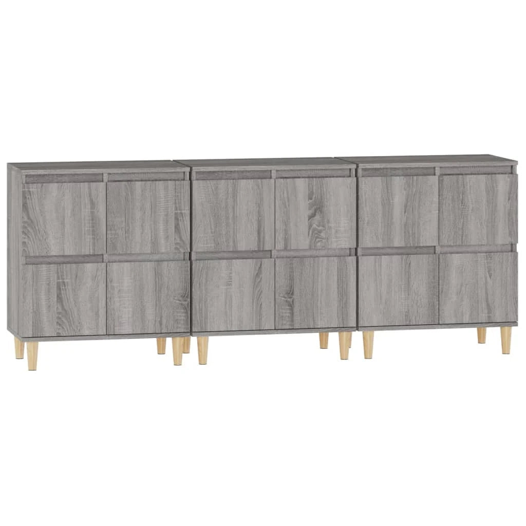 Buffet credenza cassettiera armadio mobile contenitore organizer per cucina soggiorno salotti 3 pezzi rovere Sonoma 60 x 35 x 70 cm legno ingegnerizzato grigio 02_0037170