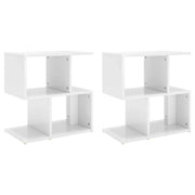 Set di 2 Comodini | Armadio da Notte | Mobiletto da notte Bianco Lucido 50x30x51,5 cm in Legno Multistrato