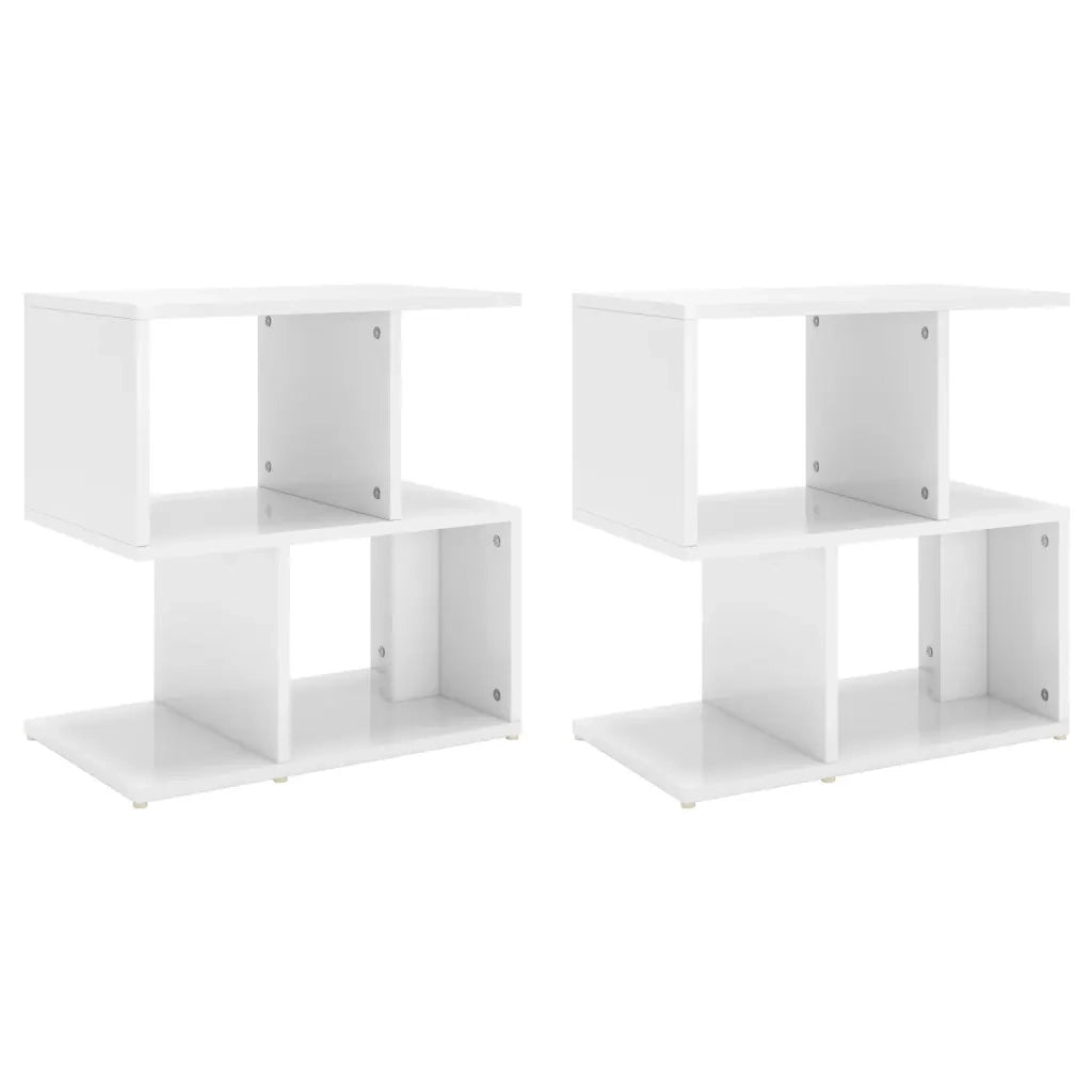 Set di 2 Comodini | Armadio da Notte | Mobiletto da notte Bianco Lucido 50x30x51,5 cm in Legno Multistrato