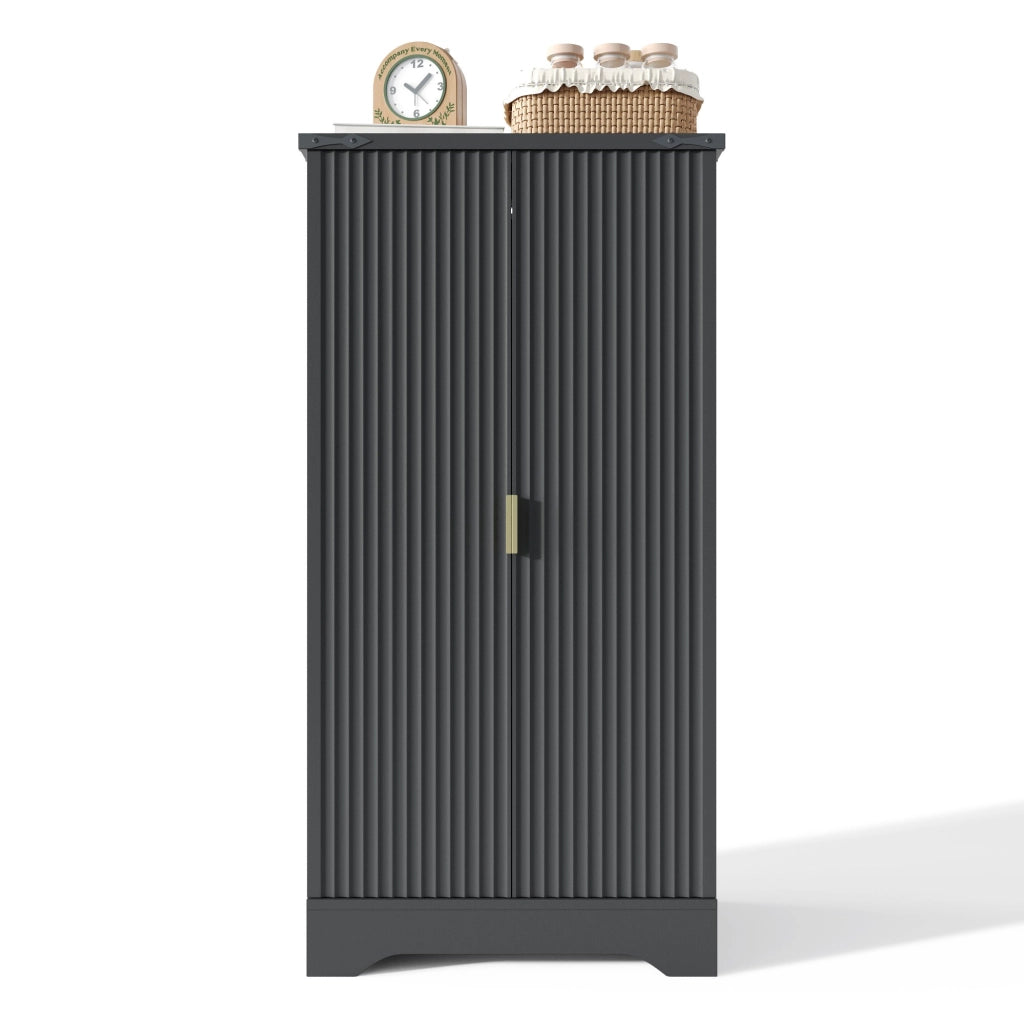 Armadio da Cucina con Luce LED e Portaspezie, 2 Ante ¨C Xylo ¨C Nero, 120x60,5x40 cm