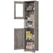 Mobiletto Bagno Alto e Slim 170cm in MDF Grigio, 4 Vani e 1 Cassetto