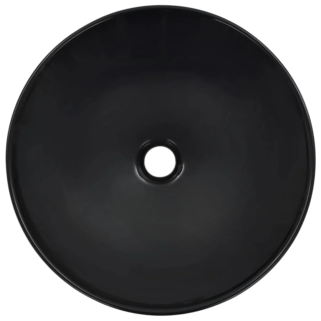 Lavabo da appoggio per l'interno del bagno cabina doccia cabina WC 41 x 12,5 cm ceramica nera 02_0002617