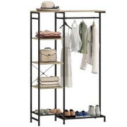Supporto da Ingresso, Asta per Abiti, Scaffale Scarpe Spazio Archiviazione Rovere