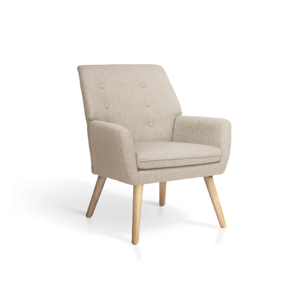 Poltrona Hispanohogar tessuto sabbia con gambe Hispanohogar legno 81x64x69