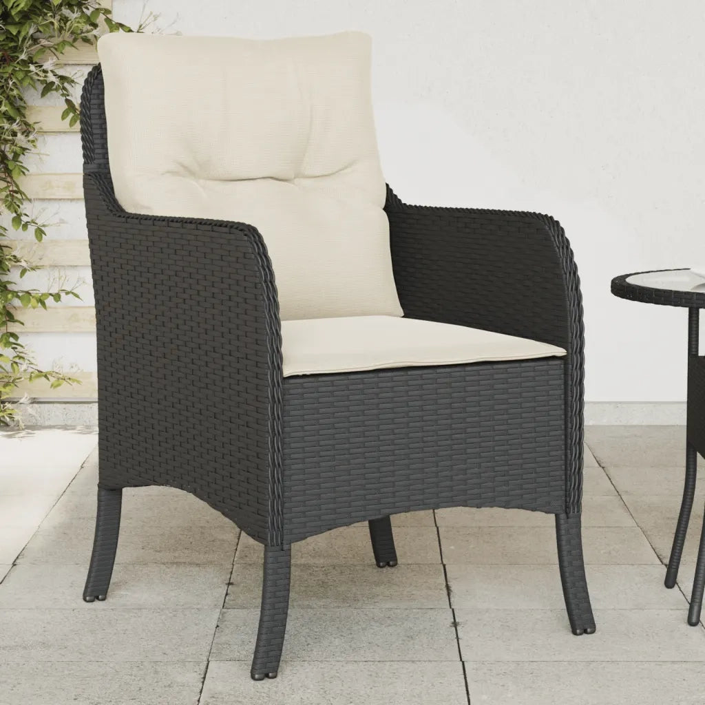 Sedie da Giardino con Cuscini 2 pz | Sedie da Esterno Nere in Polyrattan