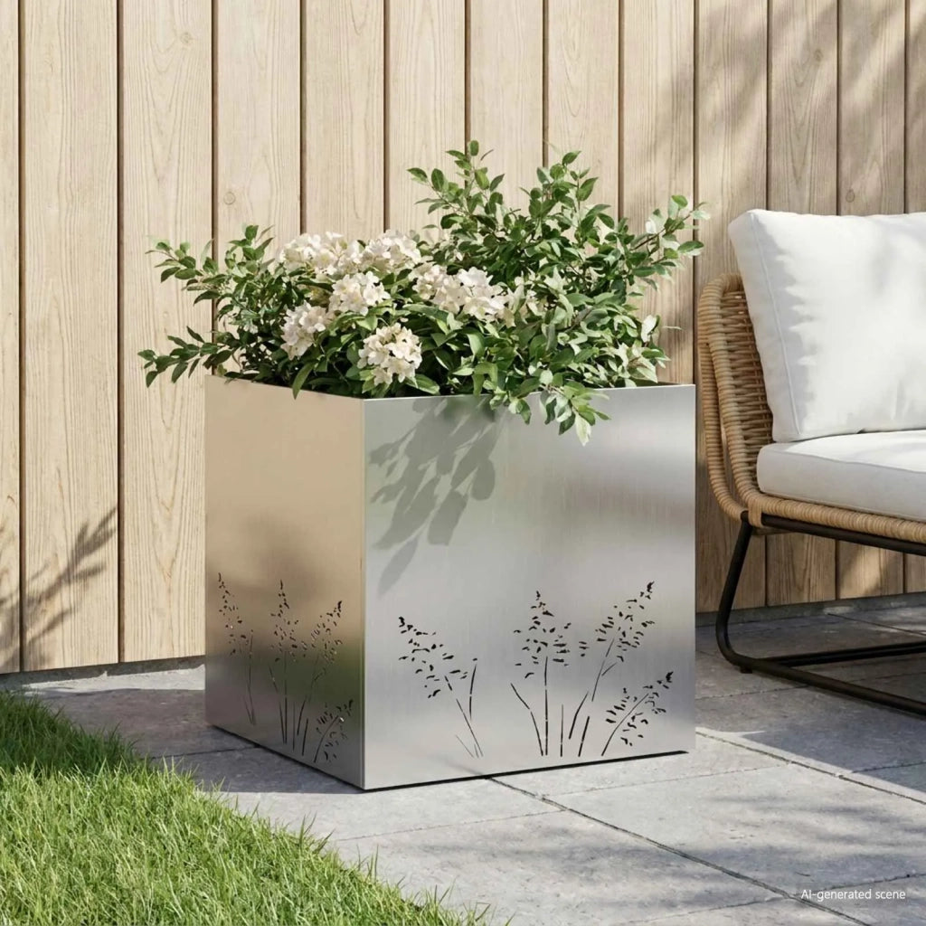 Vaso da giardino Argento 50 x 50 x 49 cm Acciaio zincato 8005802