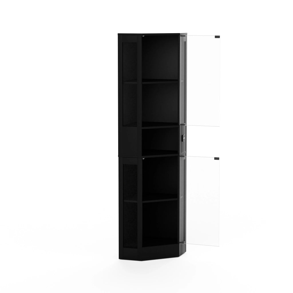 VETRINA in vetro 57x165x40 cm Nero con illuminazione LED