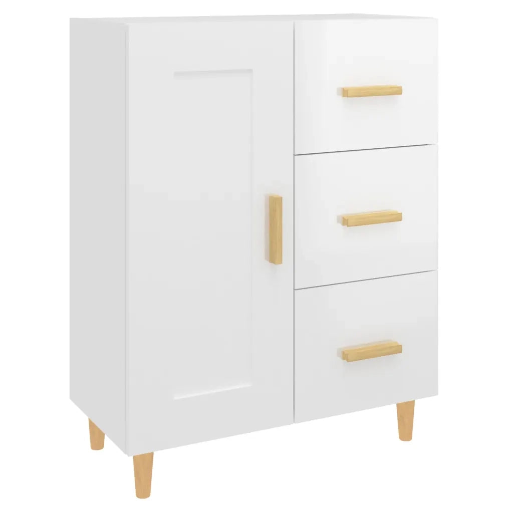 Credenza-Buffet-Armadio da cucina 69,5x34x90 cm in Legno Multistrato Bianco Lucido 314089