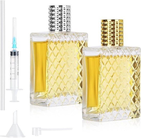 Spray per profumo rinfrescante per viaggio 100ml - Boccetta in vetro cristallo - Uomo e donna - Incluso imbuto - Dispensatore per profumo