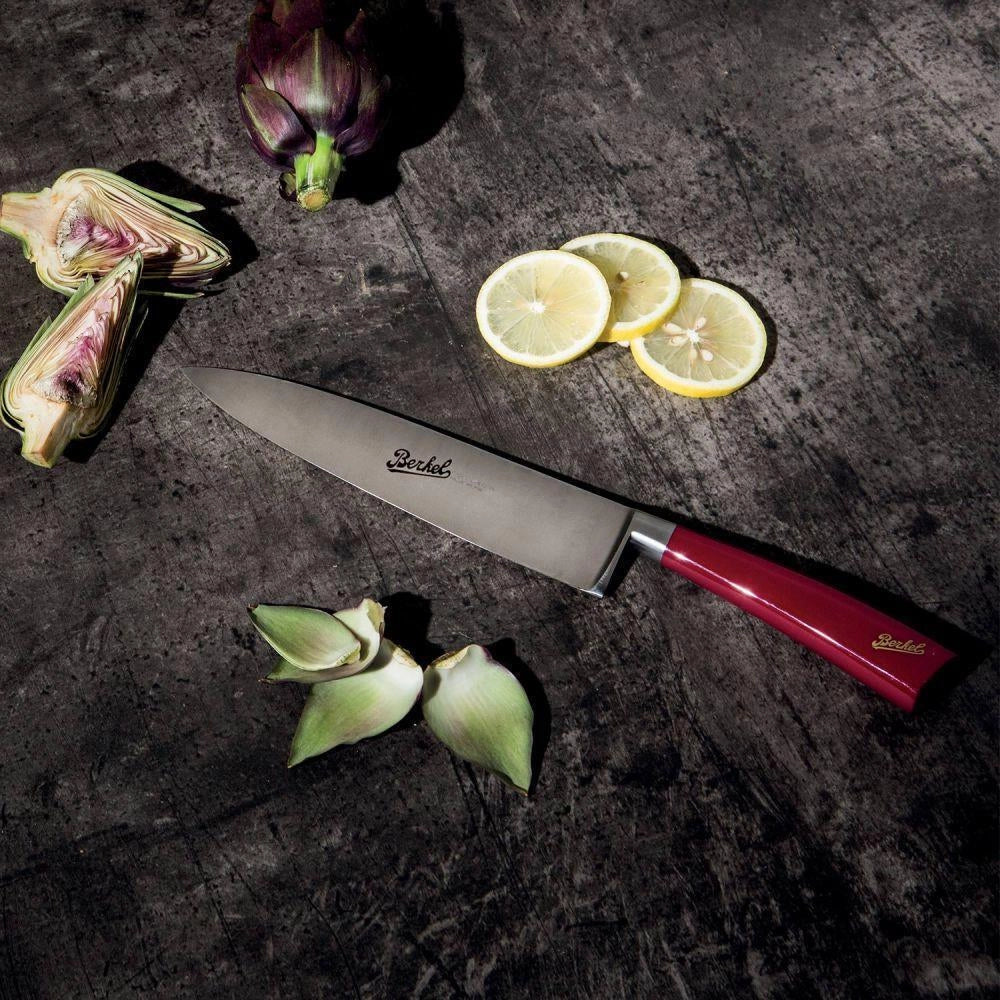 Berkel KEP3CS00SRRGB Elegance Set di 3 Coltelli da Chef Lama in Acciaio Inox 22 cm Manico Rosso colore Rosso
