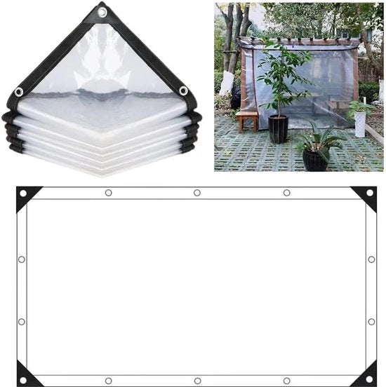Tendeo acqua, trasparente, con anelli, copertura per esterno, per giardini, impermeabile, isolamento radice, impermeabilizzazione mobili, con corda, 3 x 3 m