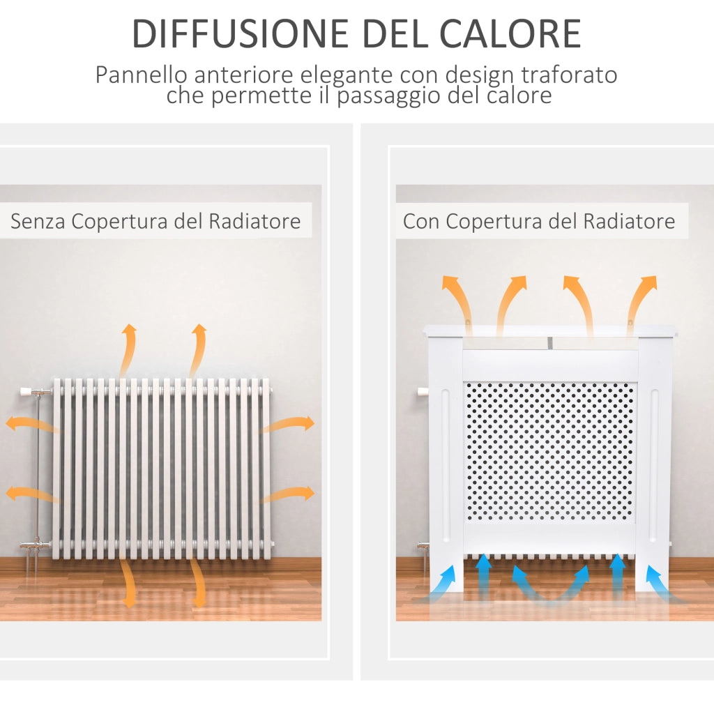 EasyComfort Copritermosifone Moderno a Griglia in MDF per Casa e Ufficio, 78x82x19 cm, Bianco