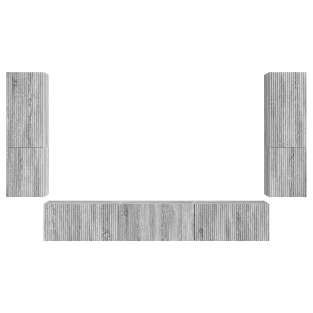 Set mobile TV 4 pz-Credenza per TV Grigio Sonoma Legno multistrato 814548