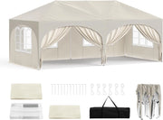 Gazebo Pieghevole da Giardino, Gazebo Idrorepellente Pop Up da 3x6m Pannelli Laterali, Tendone Esterno, Altezza Regolabile, Protezione UV, con Custodia Beige