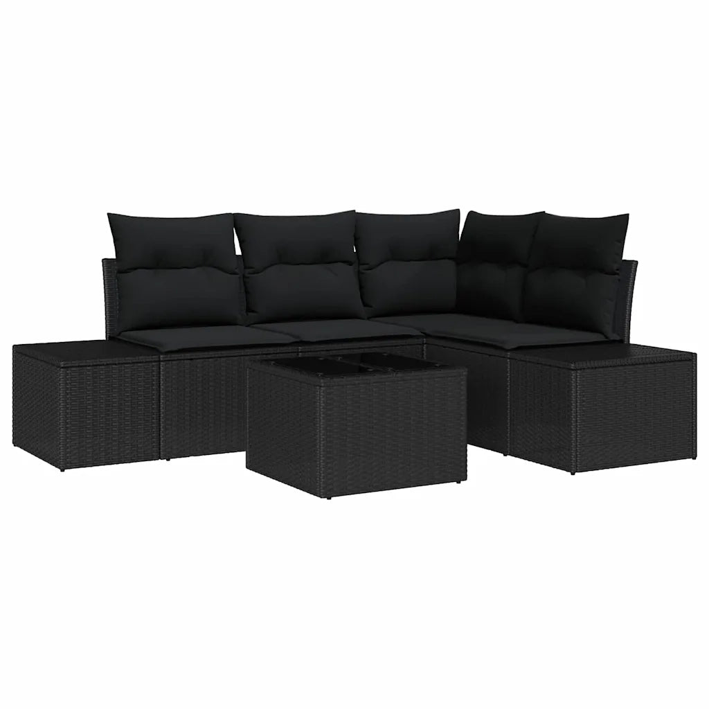 Set Divano da Giardino con archiviazione Nero polyrattan 3355722