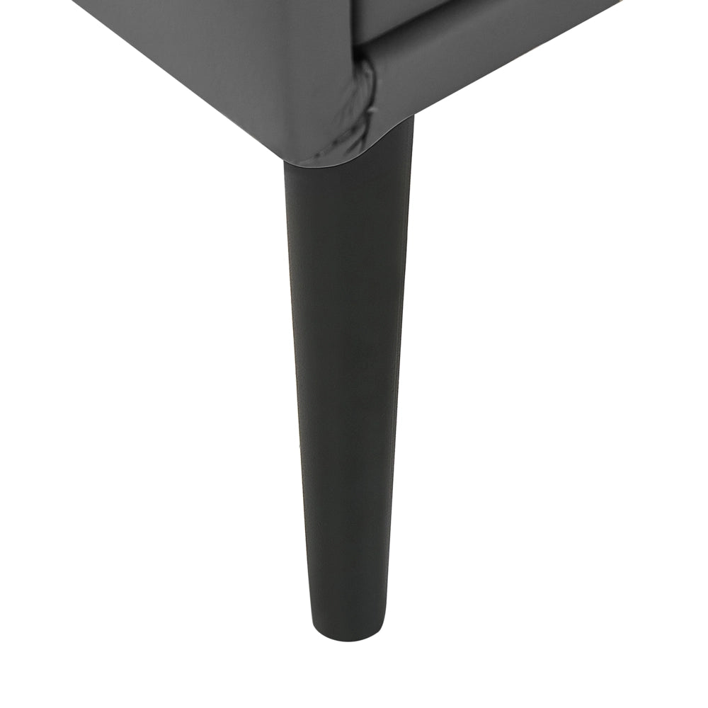 Comodino Grigio Rivestimento in Ecopelle 2 Cassetti Comodino Design Moderno Minimalista Gambe Nere