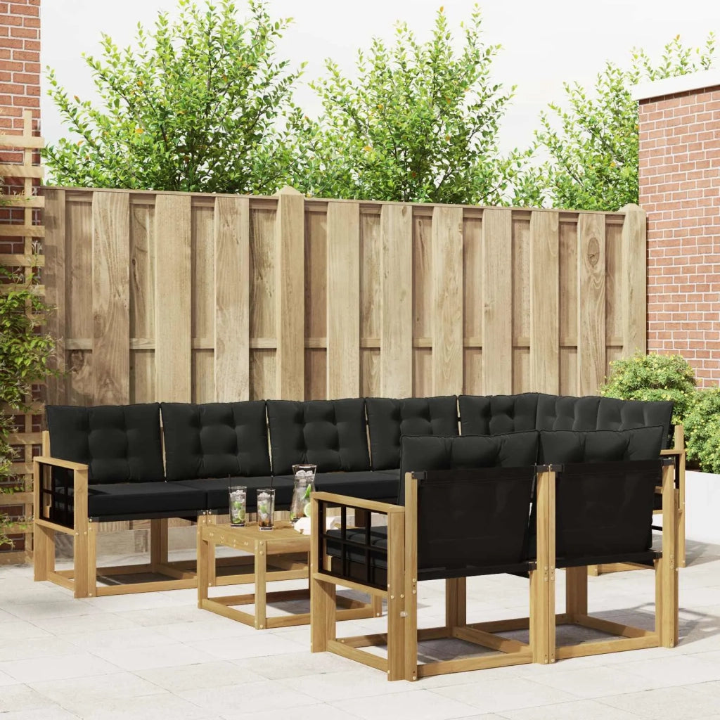 Set di divani da esterno con cuscino 9 pcs Bianco e Nero 3389626