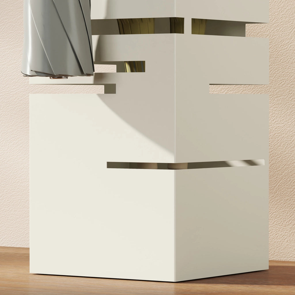 Portaombrelli Moderno 15,5x15,5x49 cm con Raccogligocce e Ganci in Metallo Beige