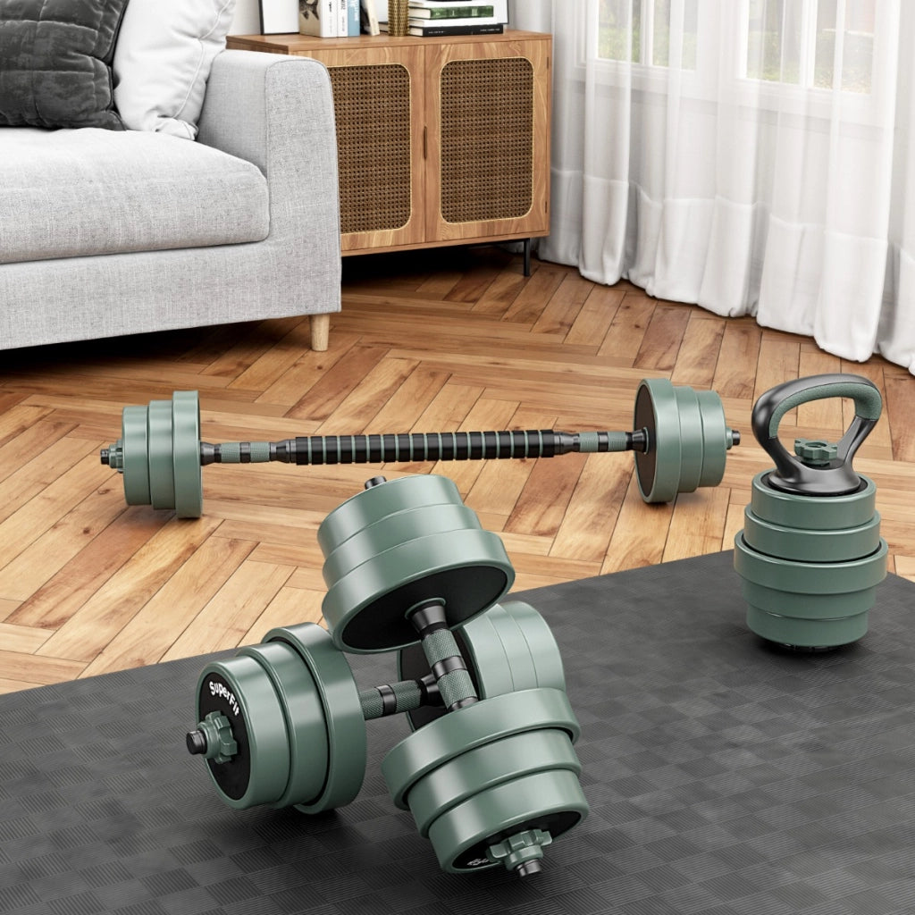 Attrezzi da palestra domestica 4 in 1 include bilanciere per donne e uomini-Set di manubri regolabili per flessioni con connettore Verde