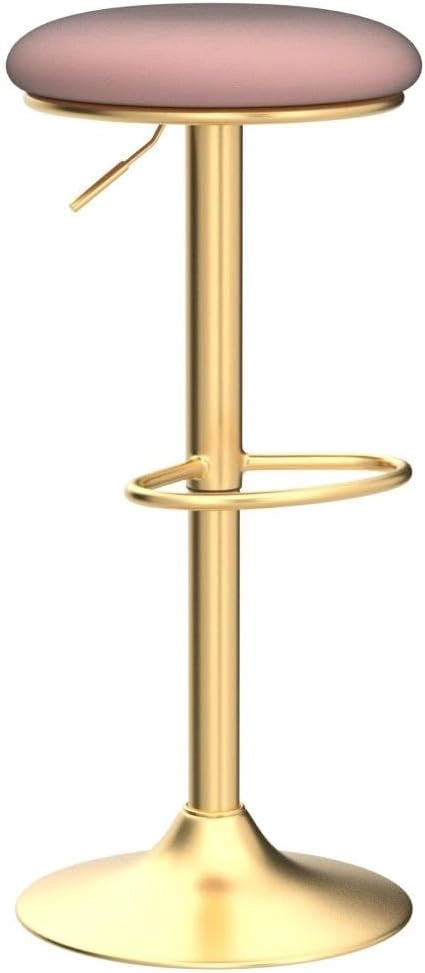 Sgabelli da Cucina Set di 2 Girevoli a 360°, Sgabelli Bar Regolabili in Altezza da 60 a 80,5 cm, con Seduta in Velluto per Sala da Pranzo, Soggiorno, Bar, Rosa, BH302rs-2
