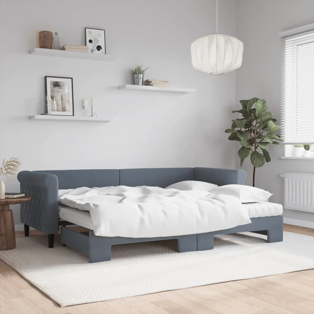 vidaXL Divano Letto Estraibile Materassi Grigio Scuro 80x200cm Velluto
