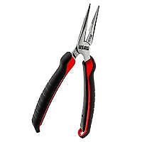 USAG U01330150 133 AX Pinze Becchi Mezzotondi Lunghissimi Diritti 160 mm con Impugnatura Ergonomica Bimateriale e Asole di Aggancio Anticaduta colore Cromato
